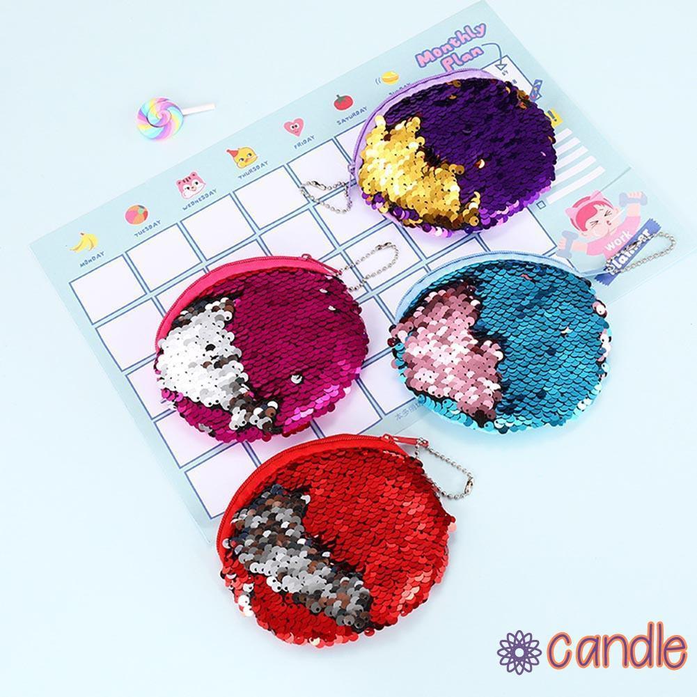 Ví Tròn Đựng Tiền Xu Đính Sequin Lấp Lánh Cho Nữ
