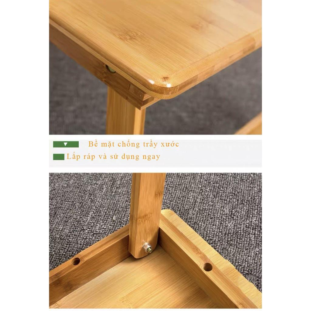 Bàn Gỗ Đa Năng Chân Xếp, Bàn trà chữ nhật sofa/cafe ngồi bệt gấp gọn gỗ tự nhiên