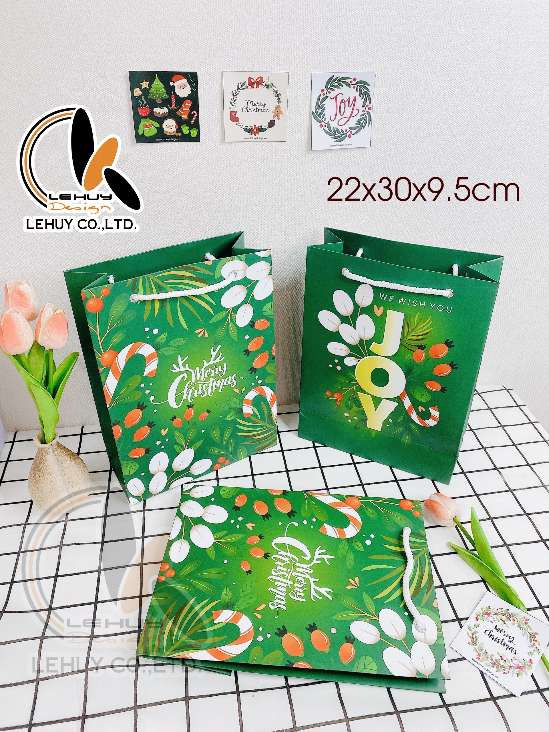 COMBO 50 TÚI GIẤY C LỚN ĐỨNG NOEN XANH