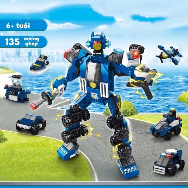 Đồ Chơi Lắp Ráp Chiến Binh Cảnh Sát Siêu Cấp 6 Trong 1 - Super Police Warrior - Toys&amp;Joys 8971-6 (135 Mảnh Ghép)