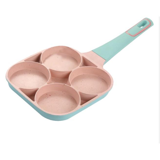 Chảo 4 lỗ làm bánh, chiên trứng SERENA Pink Mint dùng bếp gas bếp từ