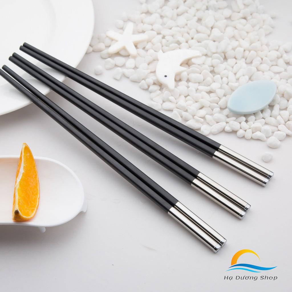 Đũa Ăn Cơm Cao Cấp Kiểu Nhật Bản Kháng Khuẩn Sợi Thủy Tinh Khảm Inox 304 Sang Trọng HADU