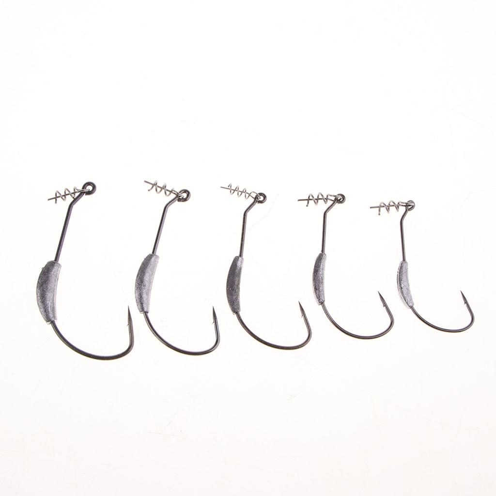 50pcs Weighted Superline Spring Hooks Jig Head Fishing Hook for Soft Lures