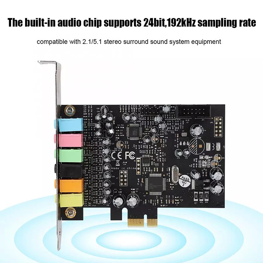 Cạc âm thanh PCIE 7.1 Kênh Âm thanh nổi Tích hợp chip CM8828 8 Kênh 