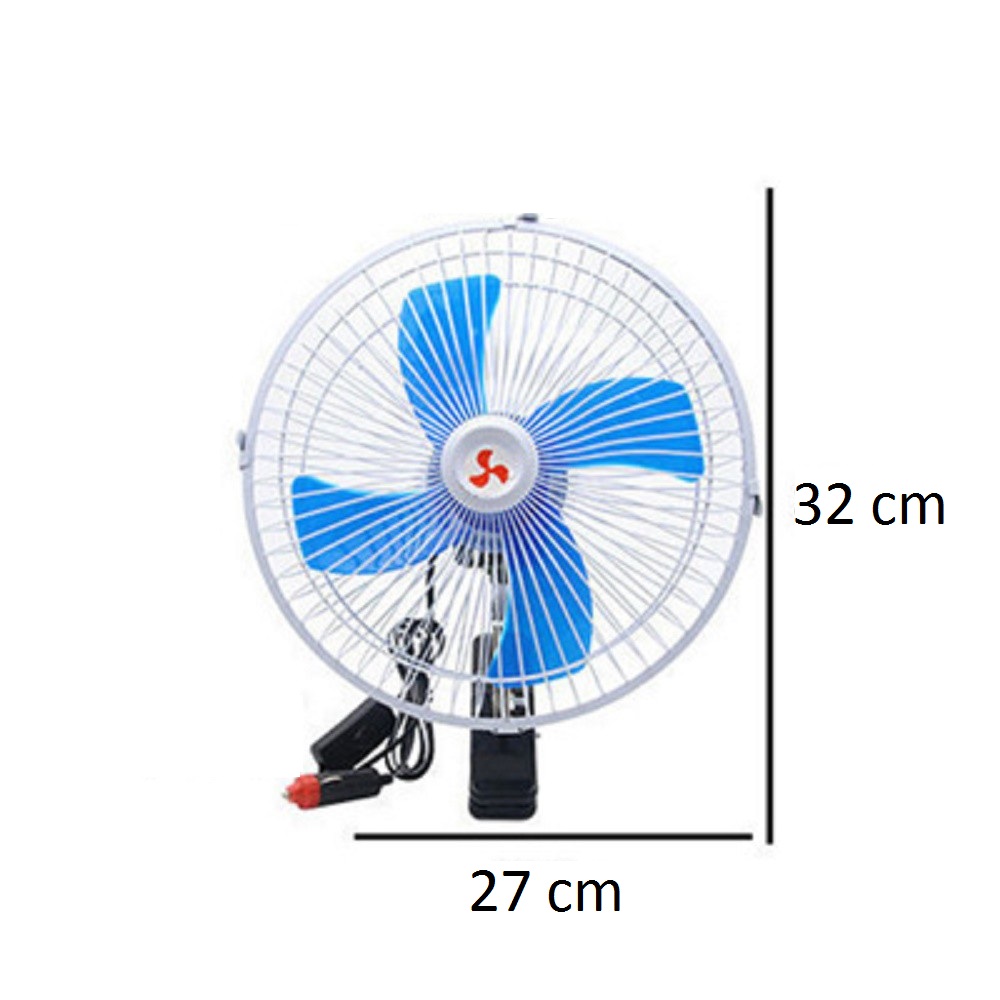 Quạt lồng sắt 12V-24V trên ô tô xe tải cần cẩu đường kính 27cm 4 cánh