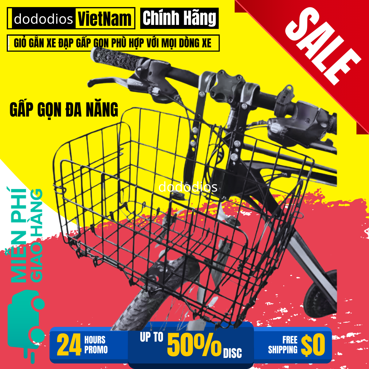 Giỏ Xe Đạp Thể Thao Gấp Lại Được Gắn Xe Đạp Sports - giỏ gắn xe đạp - Hàng chính hãng dododios