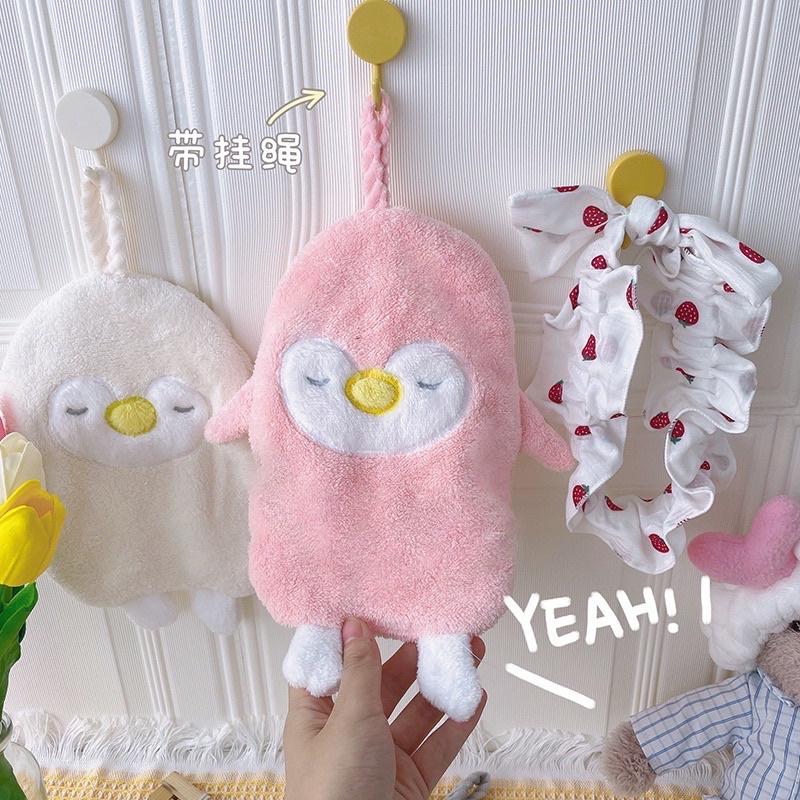 Khăn lau tay nhà bếp hình CHIM CÁNH CỤT dễ thương treo tường phòng bếp, phòng tắm vải lông cừu mềm mại thấm hút tốt