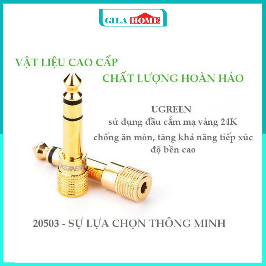 Jack Chuyển Đổi 6ly GILA HOME Chất Liệu Đồng Thau Rắn Có Độ Bền Cao Từ Cổng 3.5mm Cái Sang Cổng 6.5mm