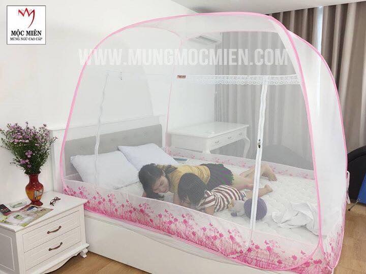 Màn Chụp , Mùng Chụp Tự Bung Đỉnh Rộng Cao Cấp Mộc Miên - Kích Thước 1,8mx2m ( Hà Nội )