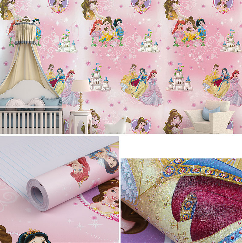 Combo 10 mét giấy dán tường, decal dán tường trang trí nhà cửa CÔNG CHÚA HỒNG khổ 45cm