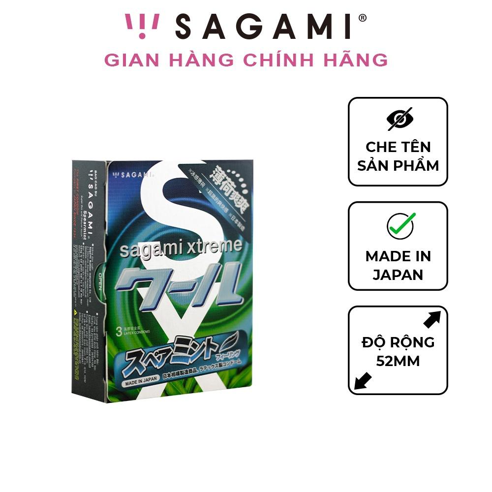 Bao cao su Sagami Spearmint - Hương bạc hà - Hộp 3 chiếc