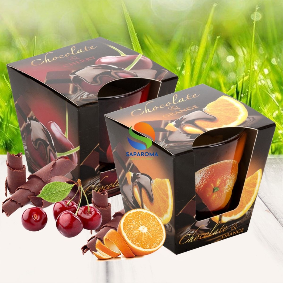 Combo 2 ly nến thơm tinh dầu Bartek Chocolate 115g - sôcôla anh đào, cam ngọt, nến trang trí, thơm phòng, thư giãn, hỗ trợ khử mùi