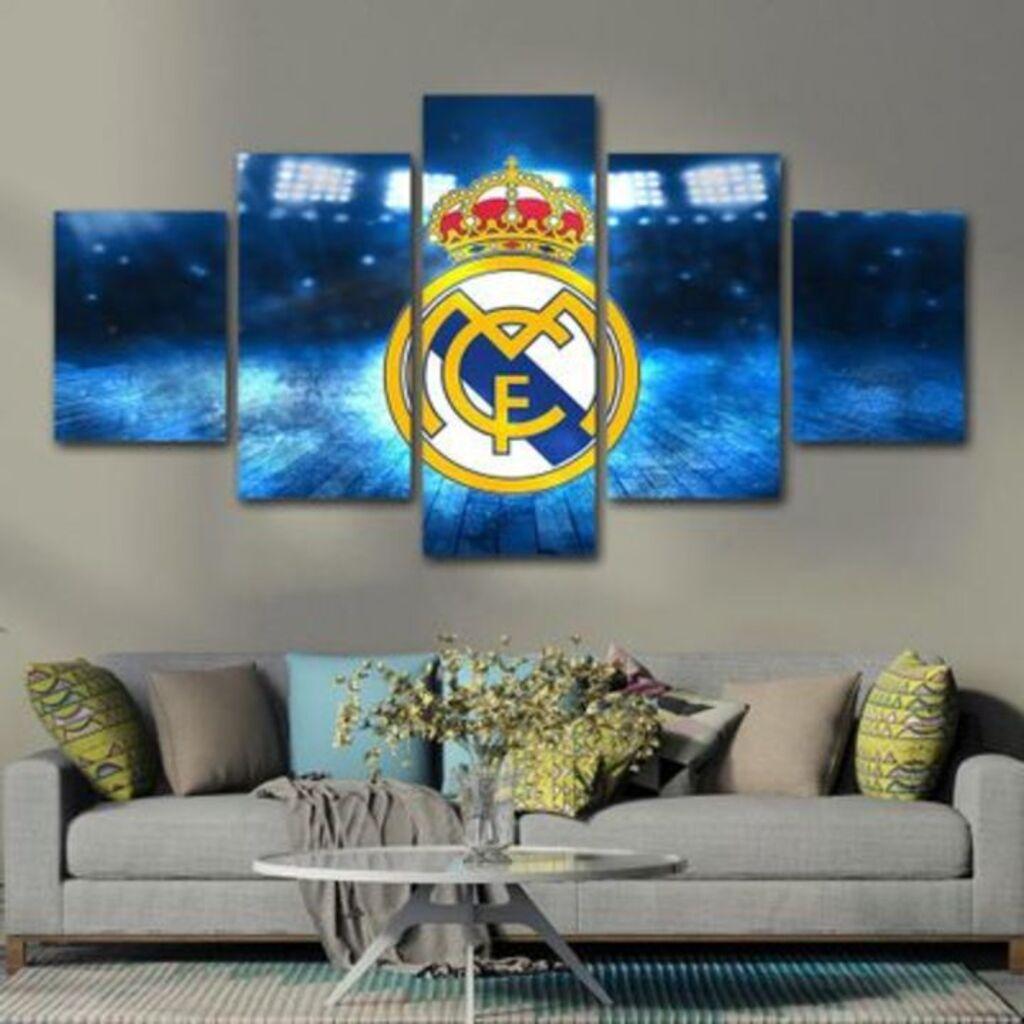 Tranh treo tường phòng khách CLB bóng đá Real Madrid - Tranh bóng đá treo tường phong thủy hiện đại sang trọng khổ lớn