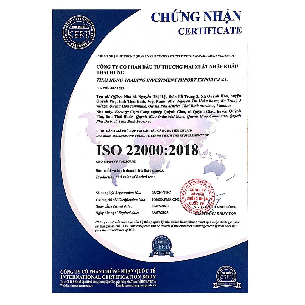 Trà Đinh lăng Thái Hưng An thần, giảm stress, ngủ ngon Bịch 50 túi lọc x 5g