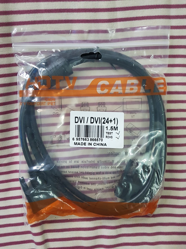 Cáp 2 đầu DVI dài 1 MÉT RƯỠI - Cáp DVI to DVI - Hàng chính hãng