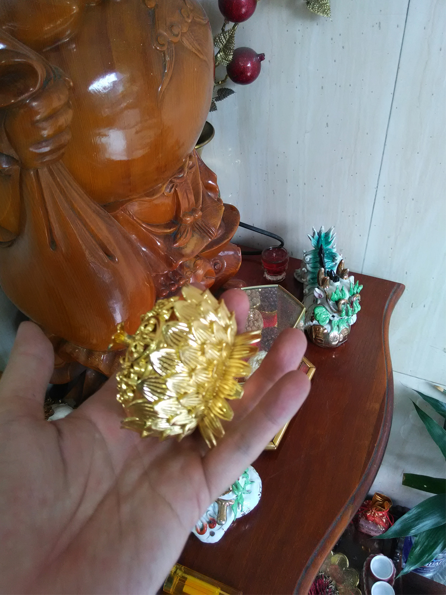 Lư xông trầm hương thép hợp kim vàng sáng loại nhỏ XTVN06