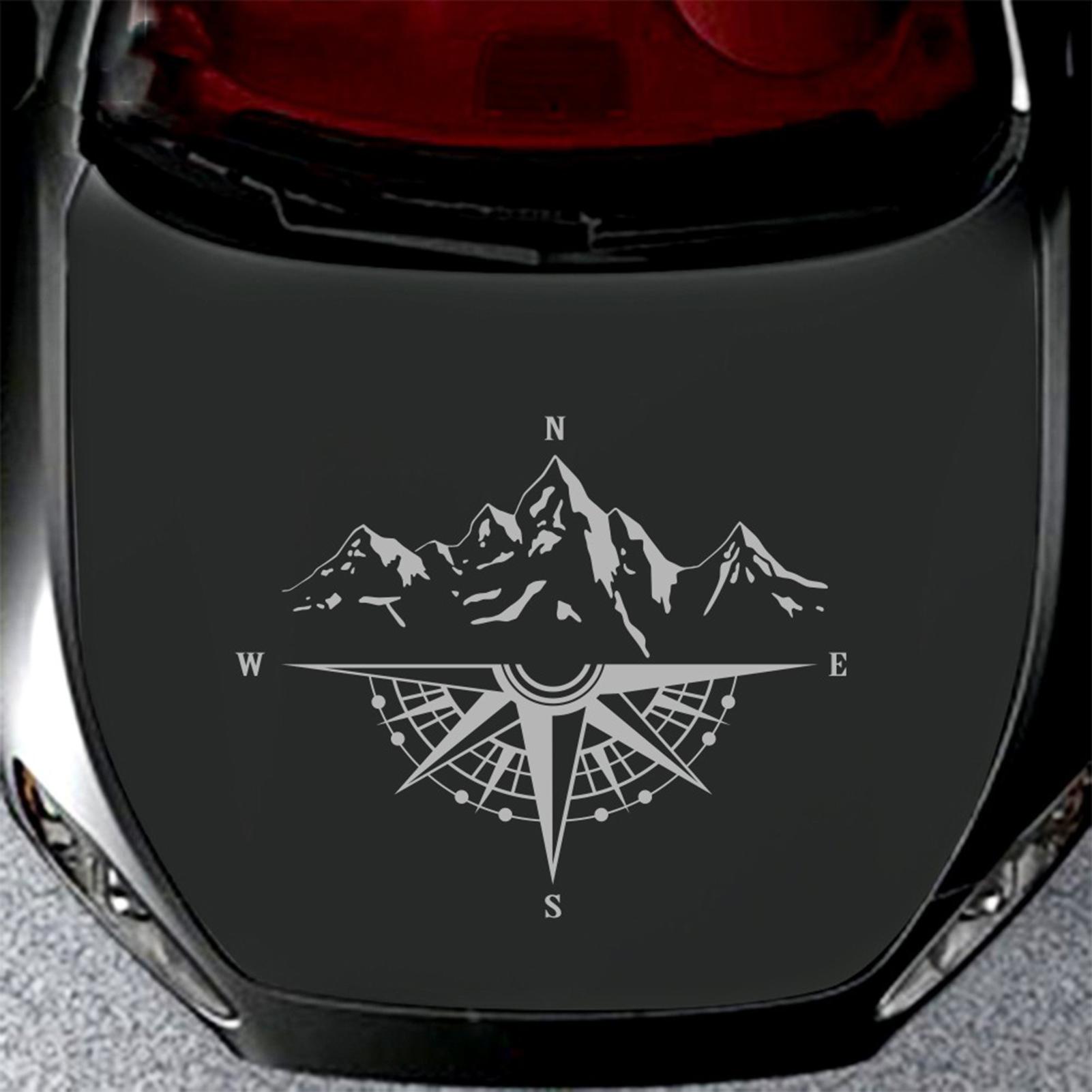 Mountain Compass Stickers, Decal for Car Hood Auto Body Side Door Compass Waterproof Sticker, Vinyl Stripe Decal Sticker