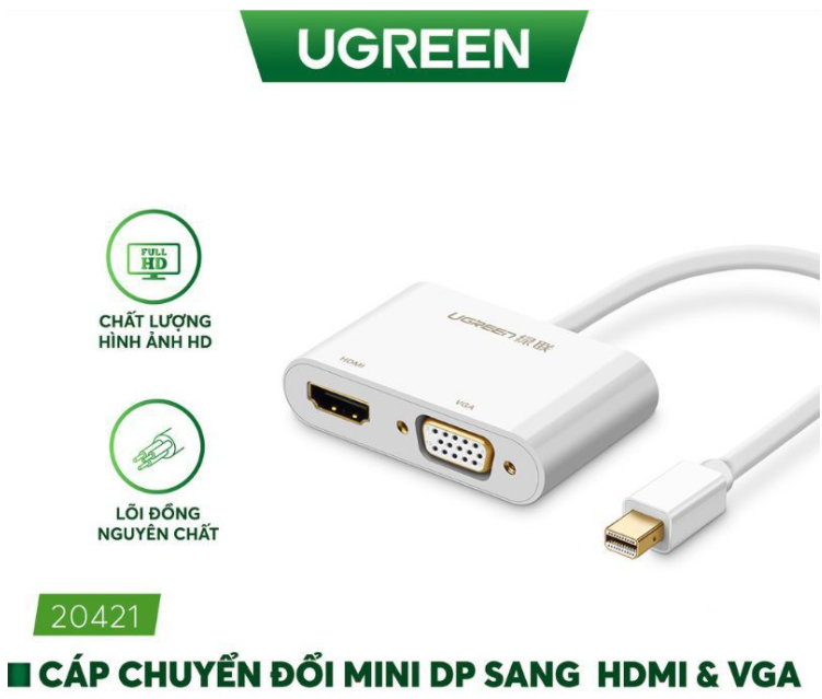 Cáp Mini DisplayPort To HDMI + VGA Ugreen (20421) - Hàng chính hãng