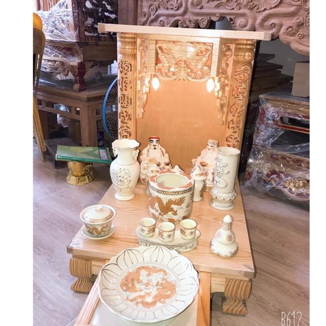 Ban thờ thần tài mái bằng 48 combo đồ sứ