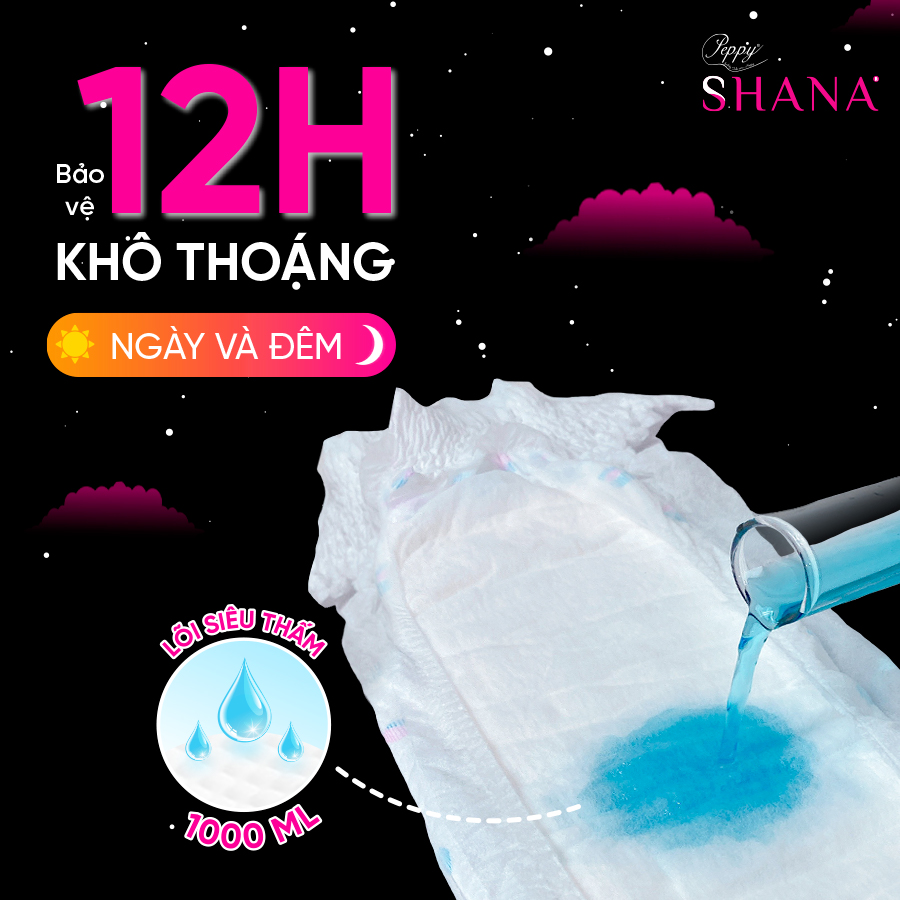 Combo 3 gói Băng Vệ Sinh Quần Peppy Shana Ngày Đêm Siêu Thấm, Freesize, Chống Tràn Tối Đa