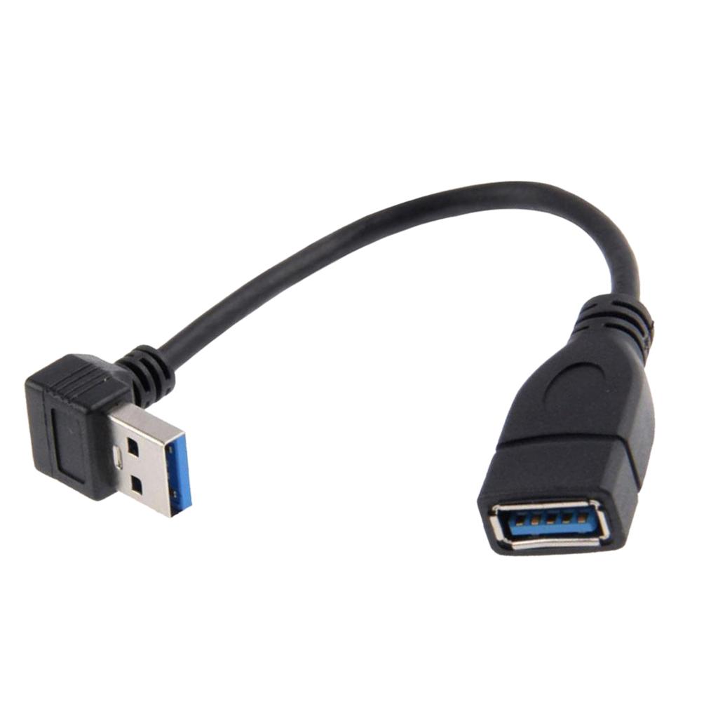 Data Sync 90 Degree USB 3.0 Down Angle Adapter Cable Male A to Female A Connector for Computer USB Extension