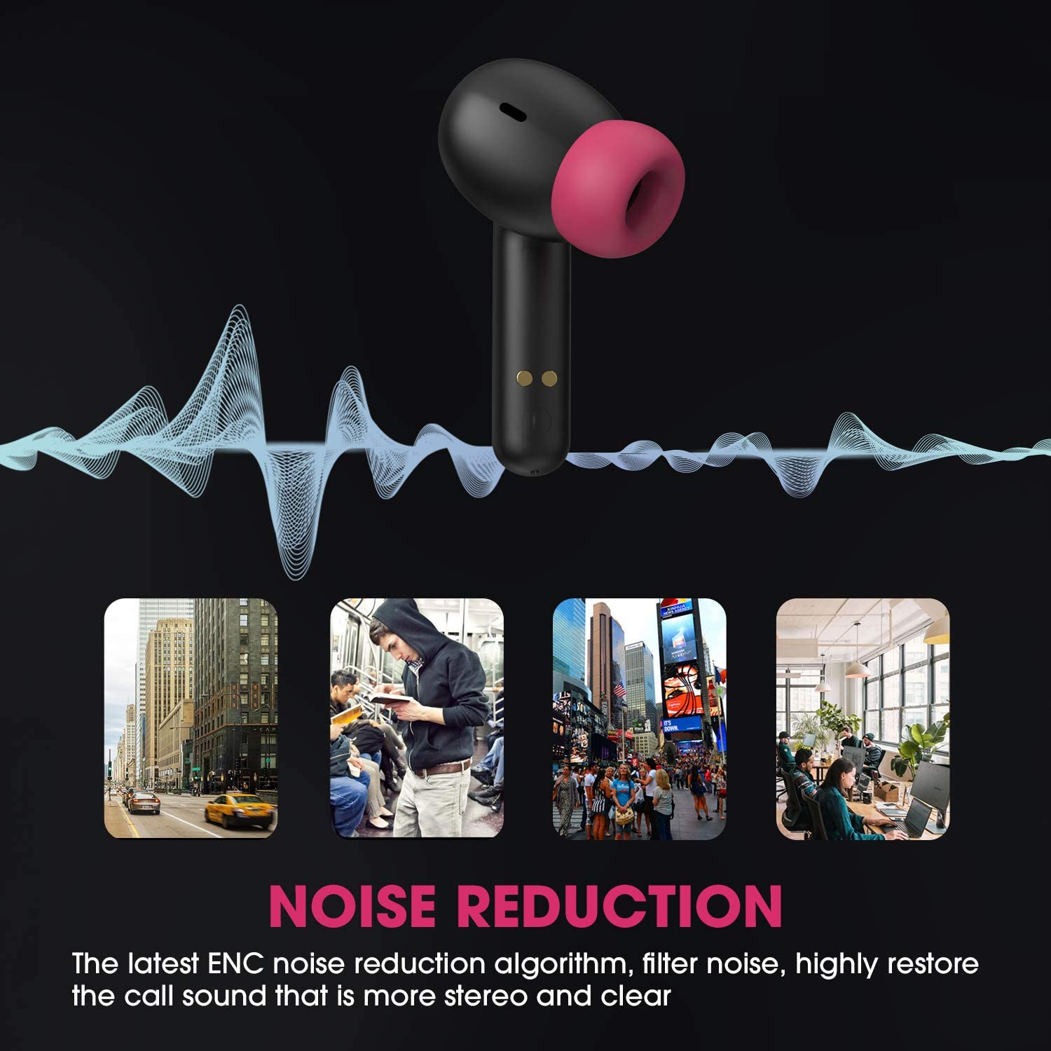 Tai nghe Bluetooth V5.0 True Wireless Earbuds aptX NYZ Apollo 1, nghe đơn hoặc đôi 2 bên tai, chống mồ hôi và điều khiển cảm ứng với micro HD chống ồn cho smartphones - Hàng Chính Hãng