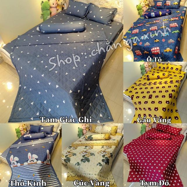 Bộ chăn hè ga gối tặng 1 vỏ gối ôm poly cotton set 5 món