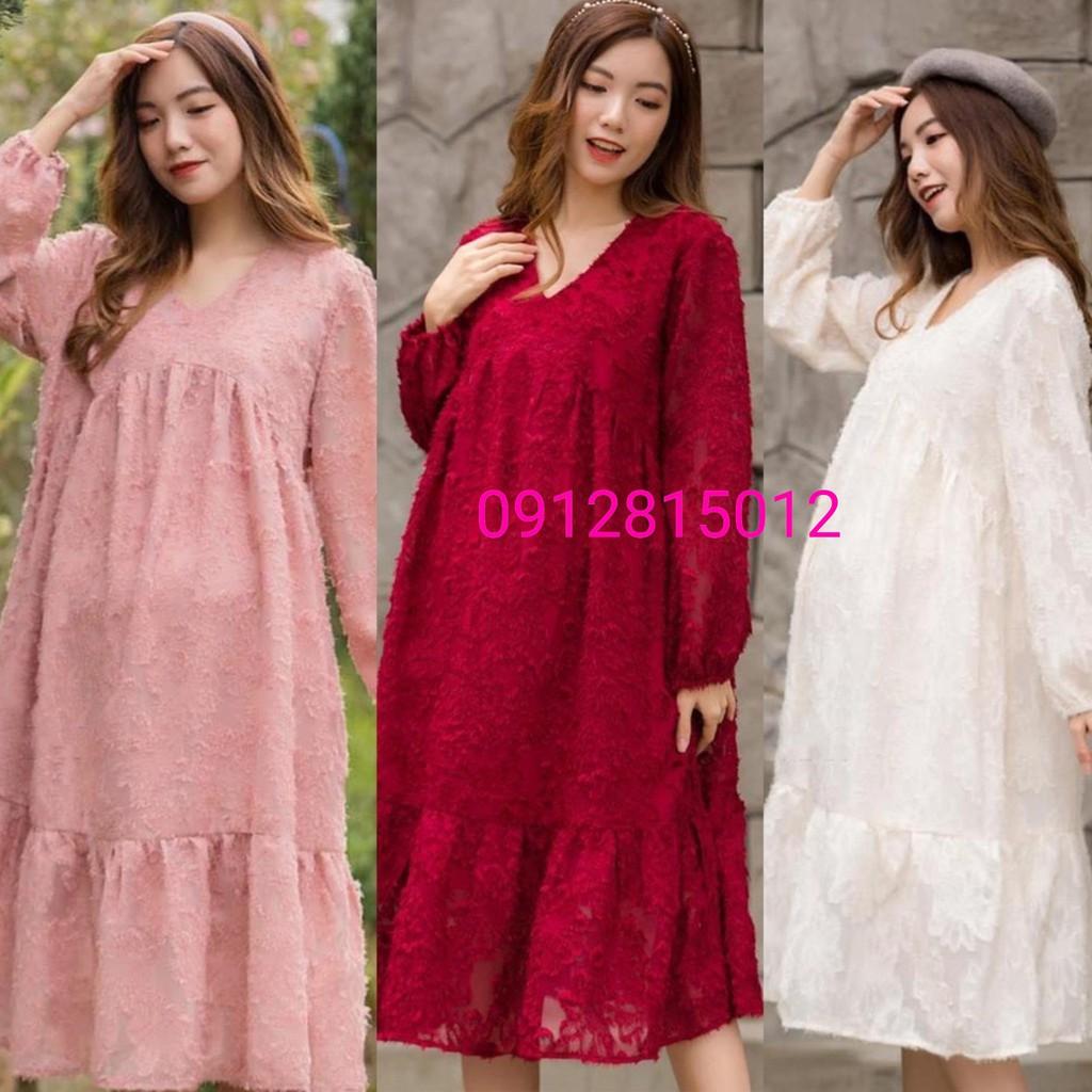 Váy bầu thời trang dự tiệc chất lụa tơ 40-65kg