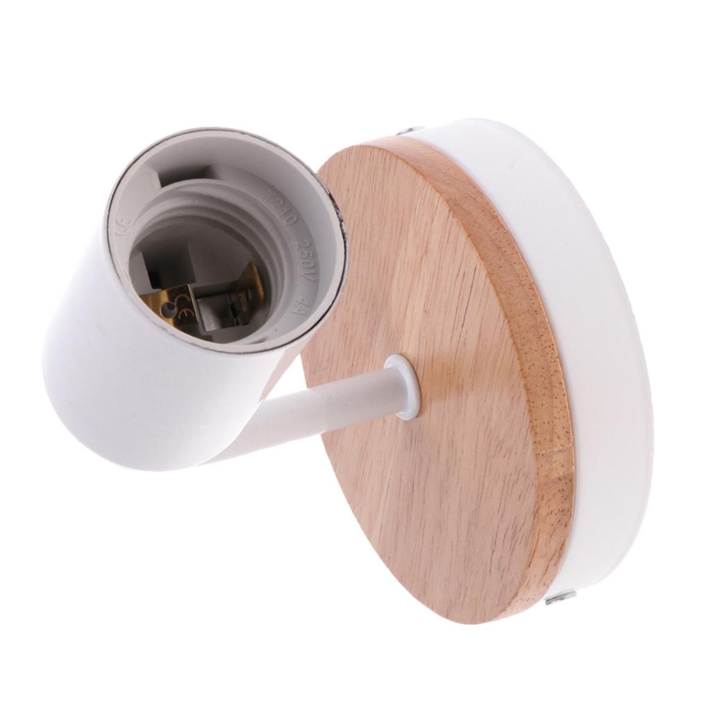 Vintage Sconce E27 Wall Loft Retro Lamp Light Holder with Wood Base Iron Plate