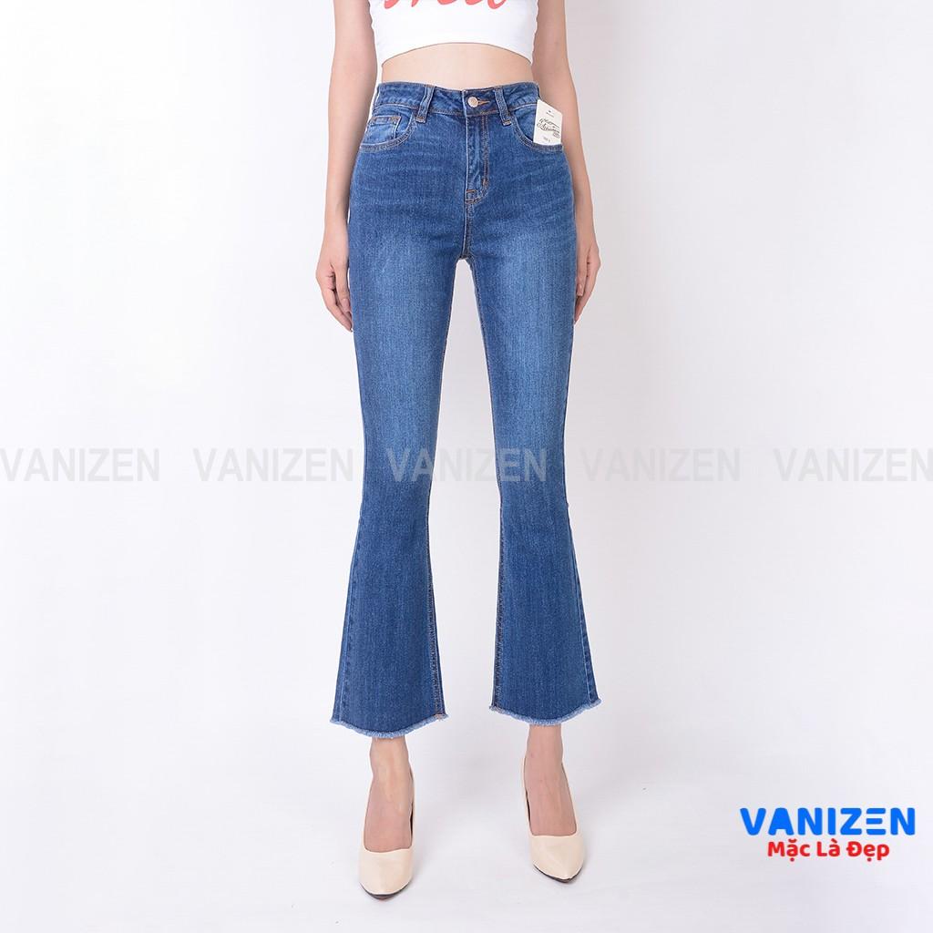 Quần jean nữ ống loe đẹp lưng cao cạp cao trơn hàng hiệu cao cấp mã 343 VANIZEN