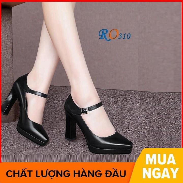 Giày sandal nữ cao gót 7 phân hai màu đen đỏ hàng hiệu rosata ro310