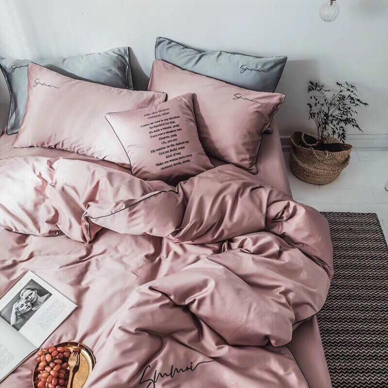 Set 5 Món Chăn Trần Bông Ga Gối Tencel 40s LAN PHAM BEDDING - Hồng Nhạt