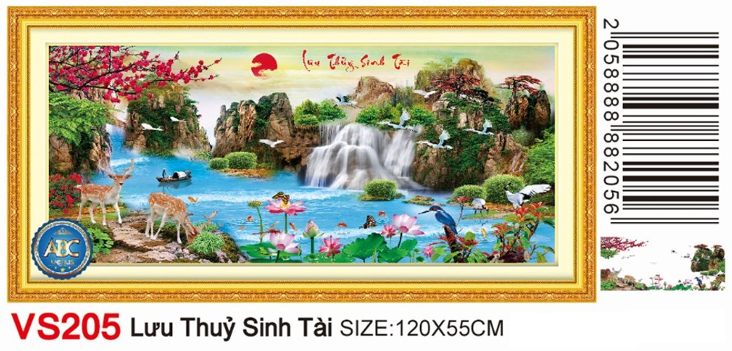Tranh đính đá lưu thủy sinh tài VS205 - 120 x 55 cm - chưa đính