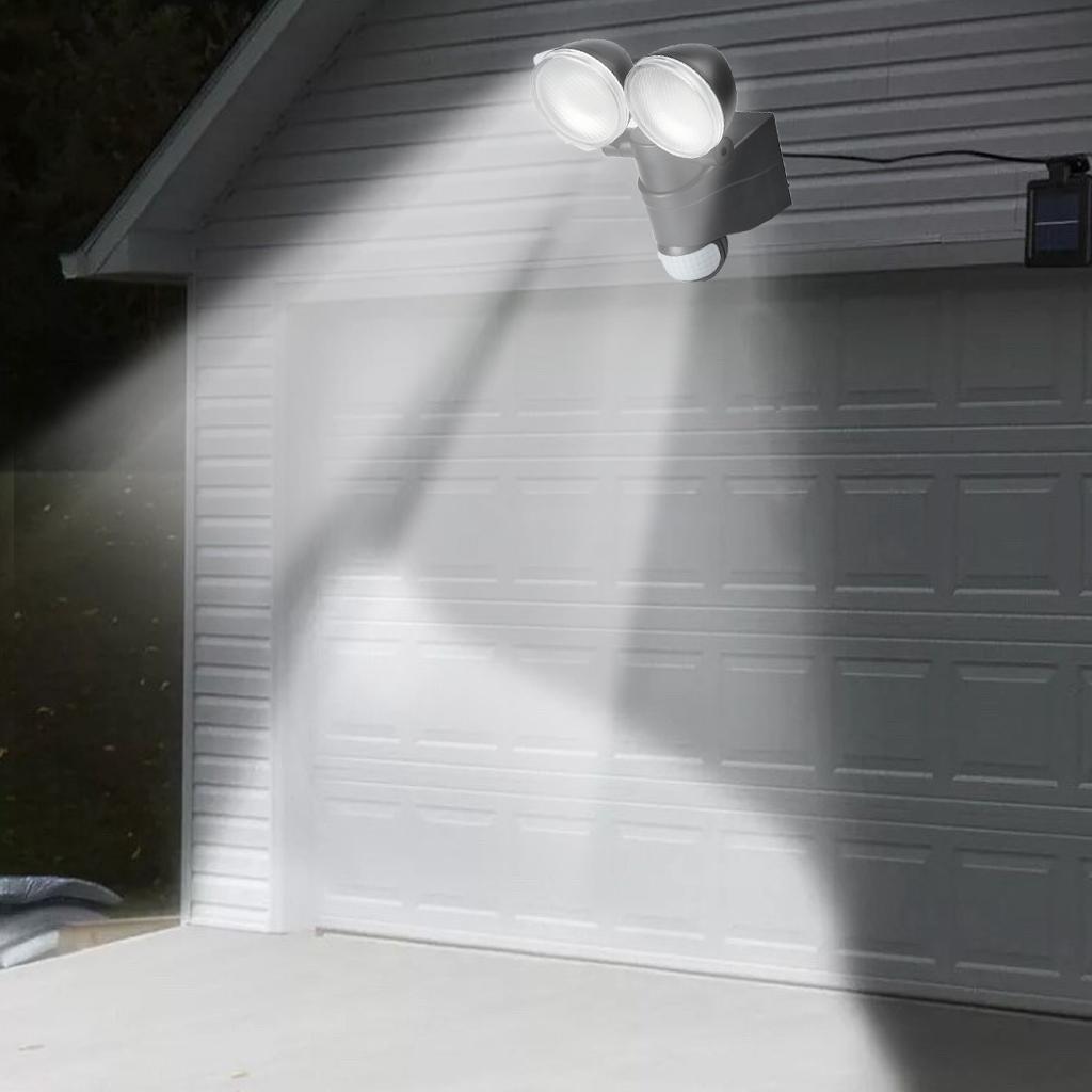 120 LED Solar Double Head Body Sensor Lamp Black