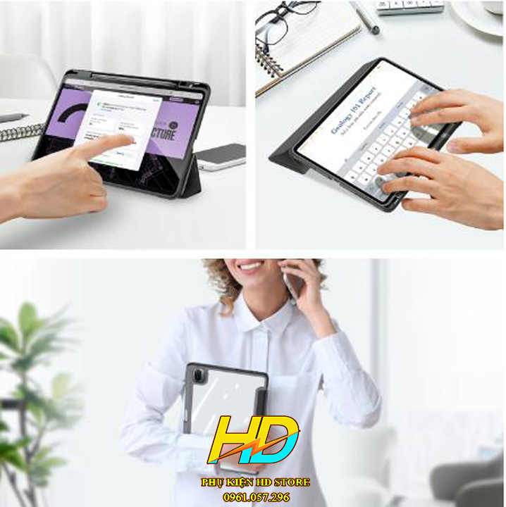 Bao Da Chống Sốc Dành Cho Xiaomi Pad 5 và Xiaomi Pad 5 Pro Chính Hãng Dux Ducis Toby Lưng Trong Suốt, Không Ố Màu, Có Ngăn Đựng Bút Tiện Lợi - Hàng Chính Hãng