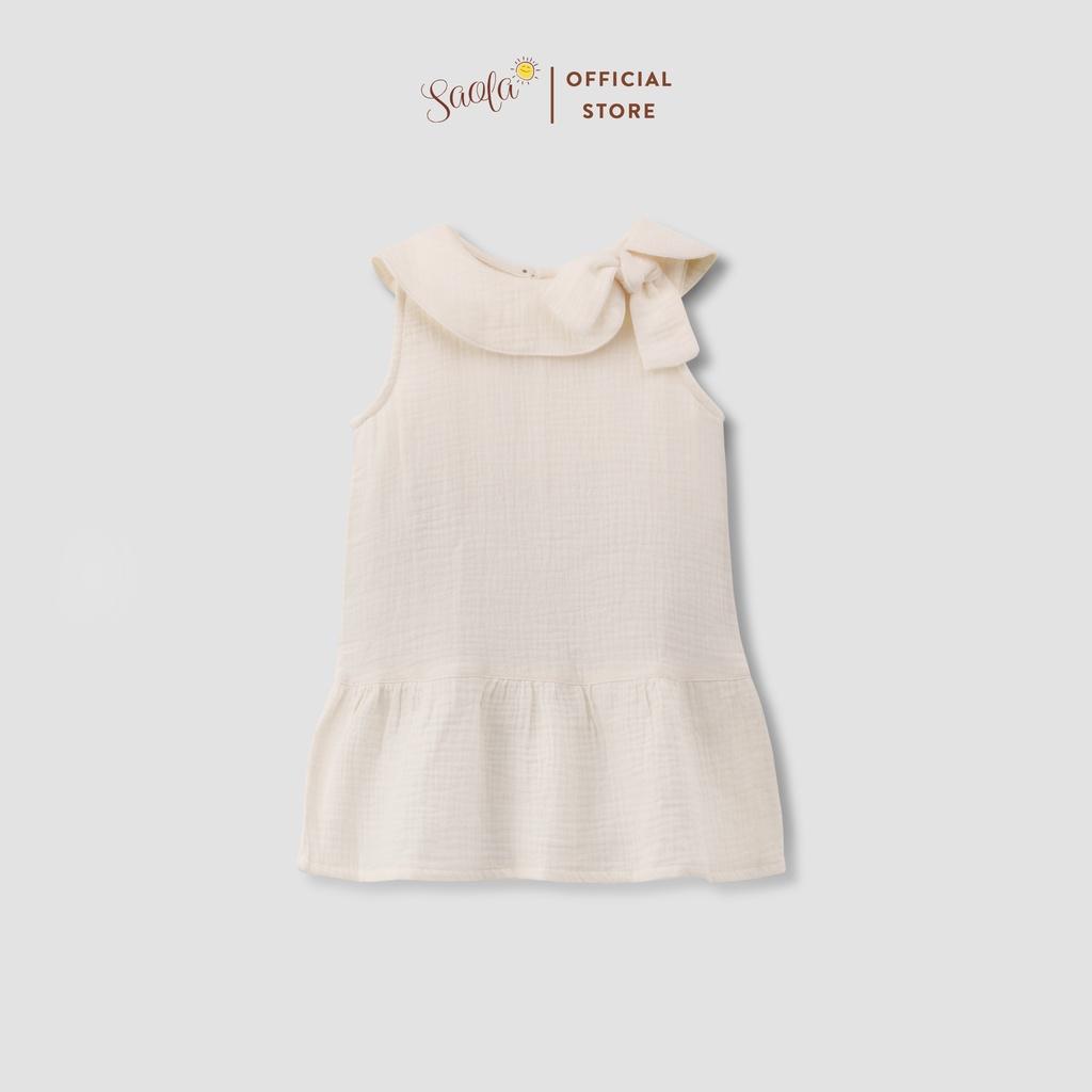 Váy Bé Gái Cổ Lá Sen Cột Nơ Chất Liệu Muslin Thoáng Mát - MORELA DRESS - DRM016 - SAOLA KIDS CLOTHING