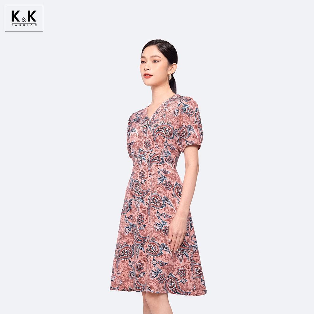 Đầm Công Sở Họa Tiết Dáng Chữ A K&amp;K Fashion KK117-22 Chất Liệu Lụa