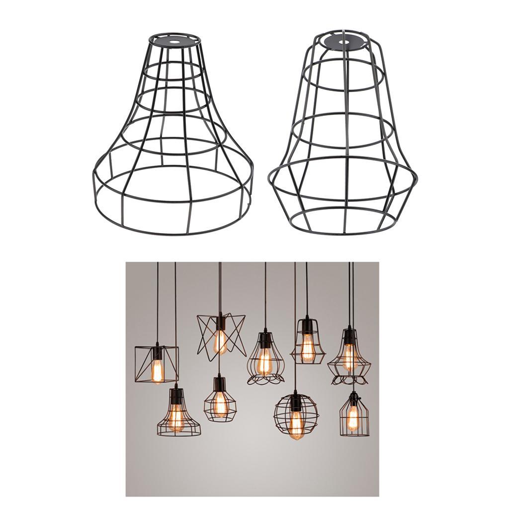 2pcs Vintage Metal Guard Pendant Light Bulb Cage Ceiling Hanging Lampshade