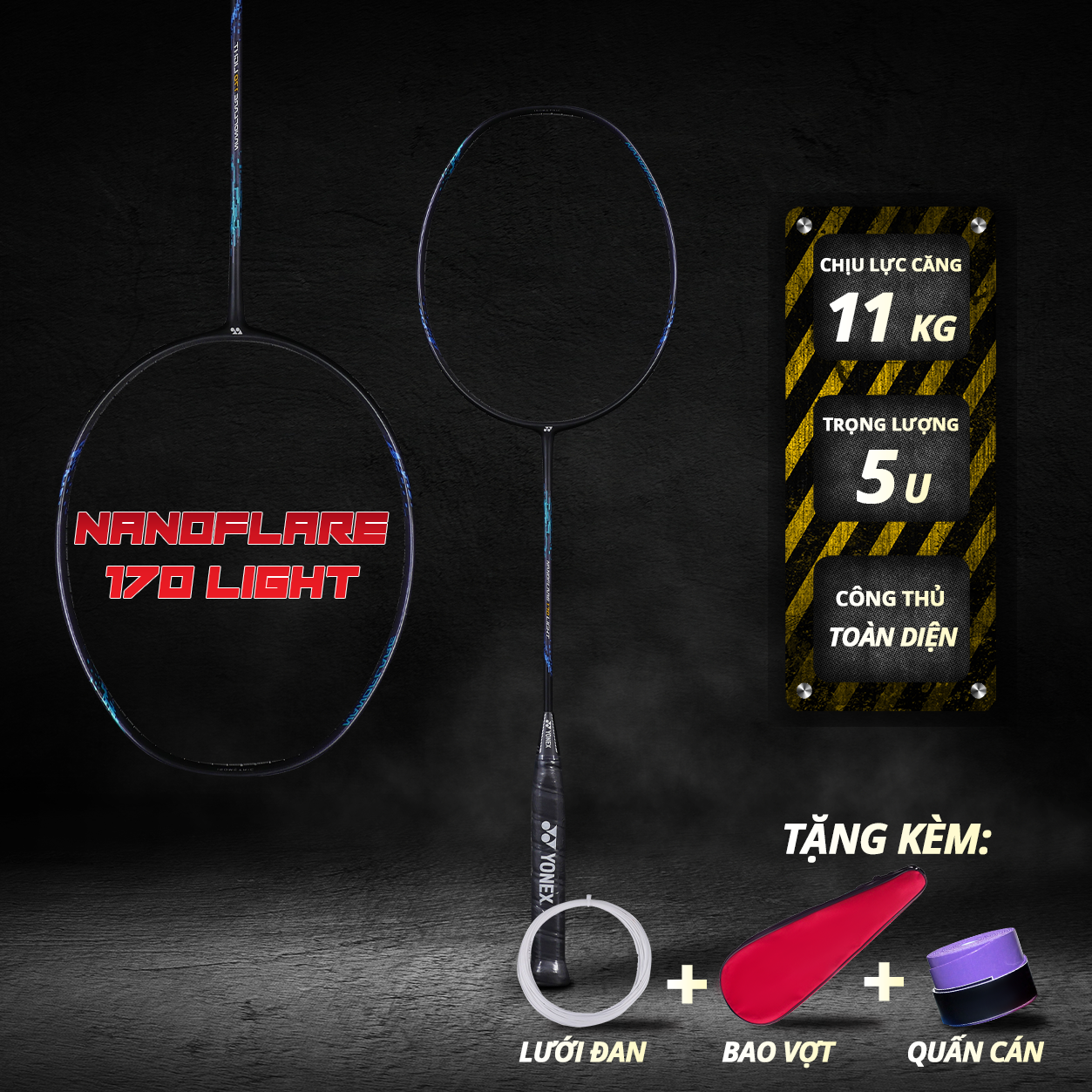 Vợt Cầu Lông Yone NanoFlare 170 Light - Dòng Vợt Thích Hợp Cho Nữ và Cho Người Đánh Thủ , Phản Tạt