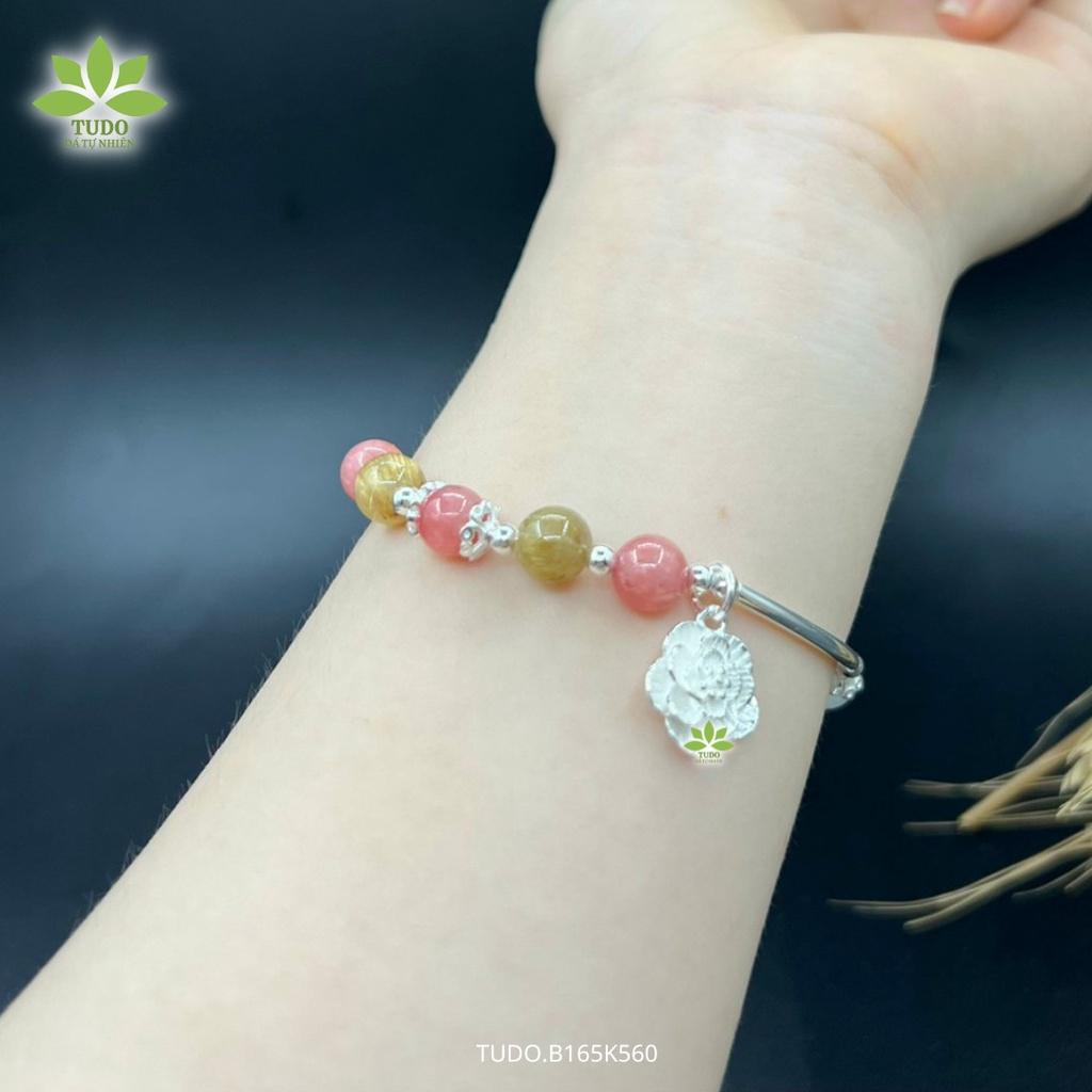 Vòng Tay Nữ Đẹp - Vòng Phong Thủy Mệnh Kim TUDO B165K560 VCBDAOH VCBTATV VCBMOON Charm Bạc Ngôi Sao, Hoa Mâu Đơn