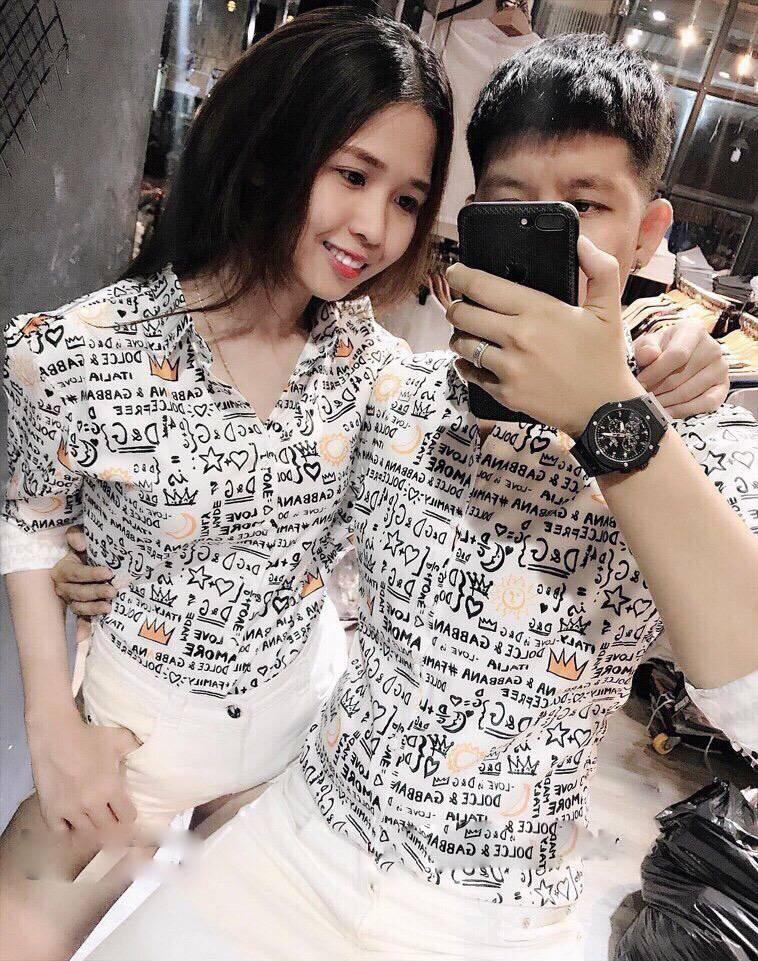 Áo sơ mi nam tay dài họa tiết ký tự