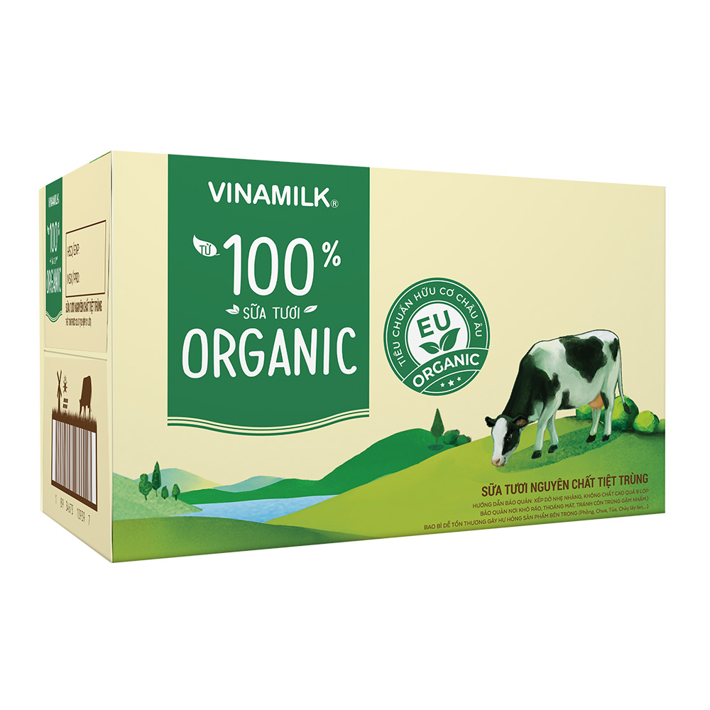 Thùng 12 Hộp Sữa Tươi Tiệt Trùng Vinamilk 100% Organic Không Đường