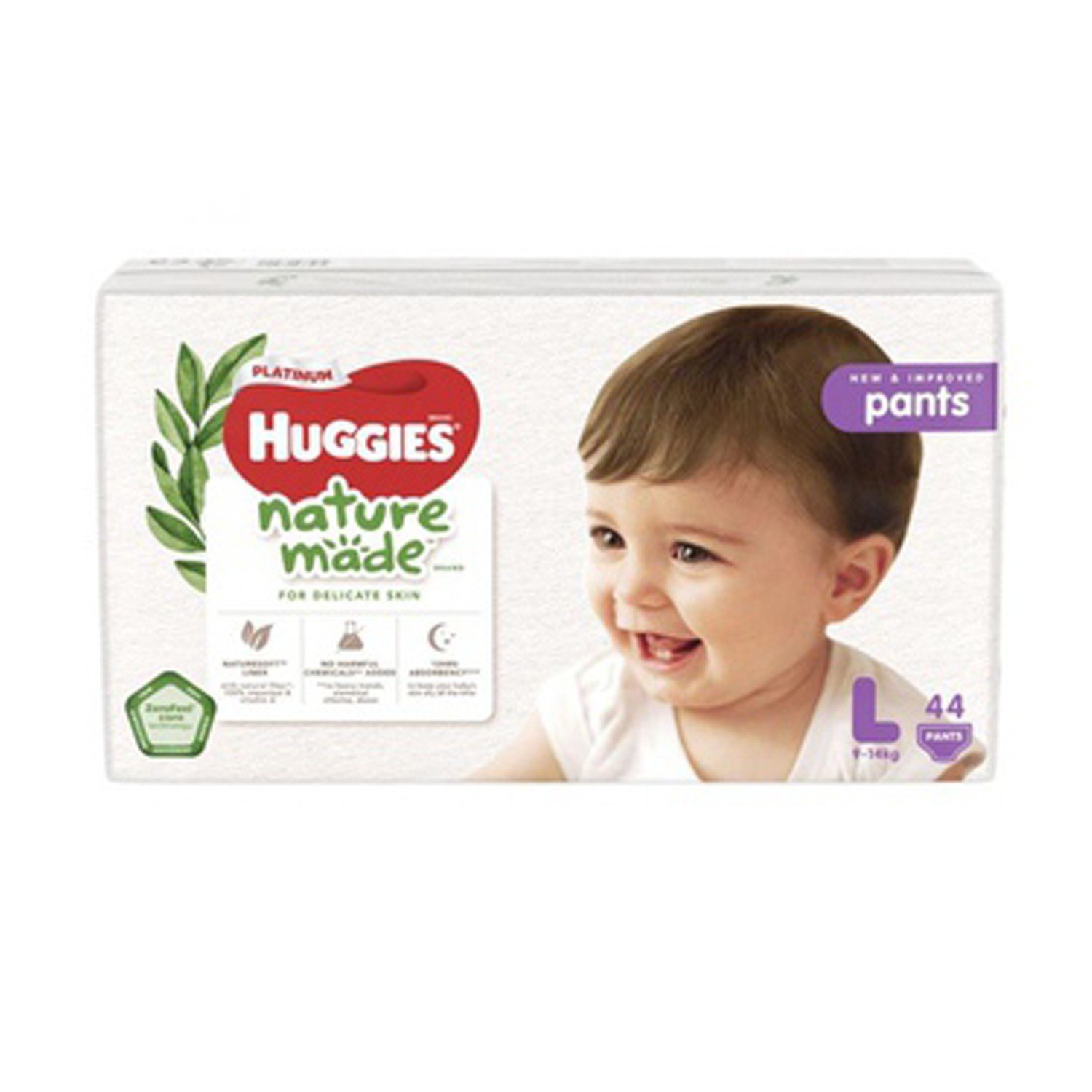 Tã/Bỉm quần siêu cao cấp Huggies Platinum Nature Made size L44
