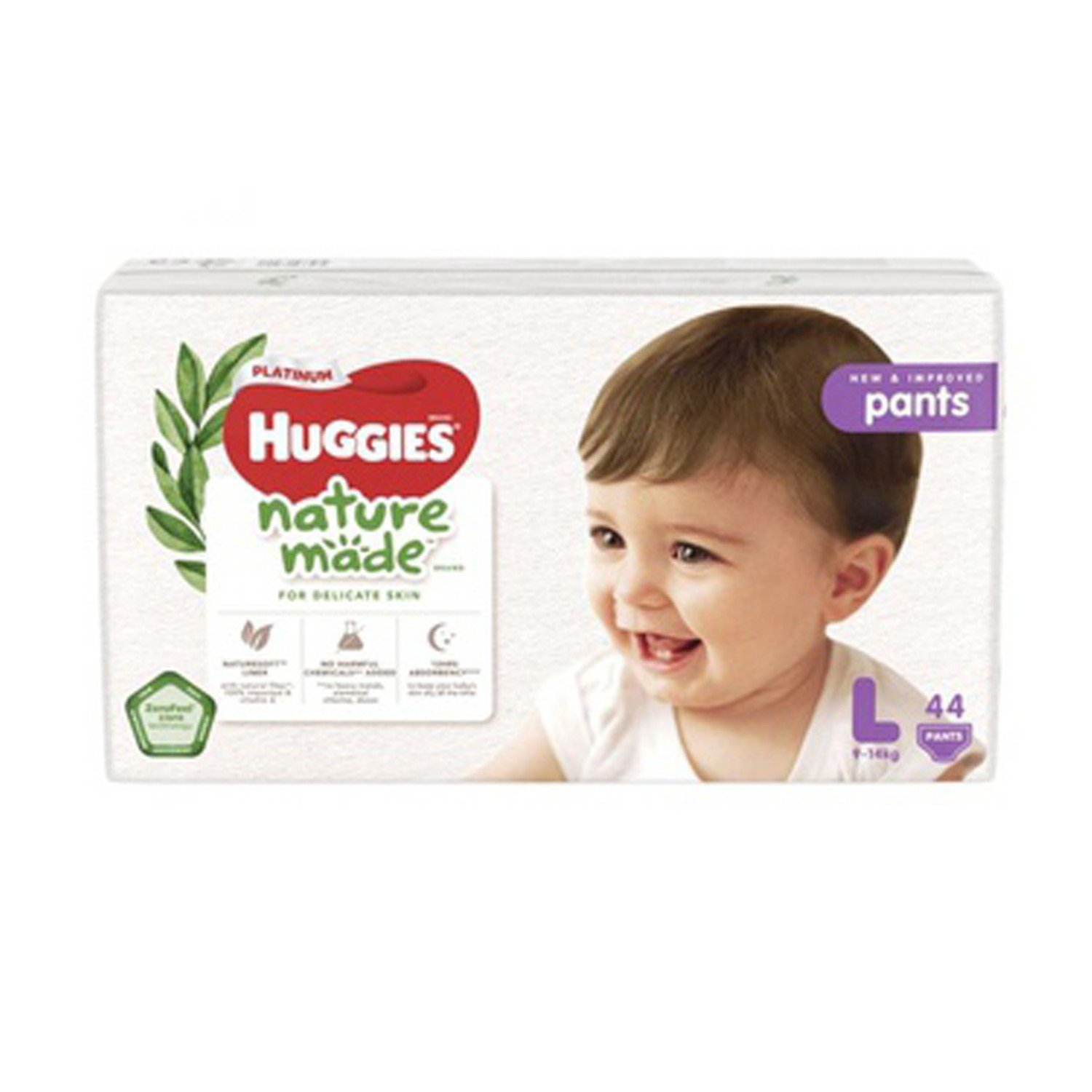 Tã/Bỉm quần siêu cao cấp Huggies Platinum Nature Made size L44 (44 miếng)