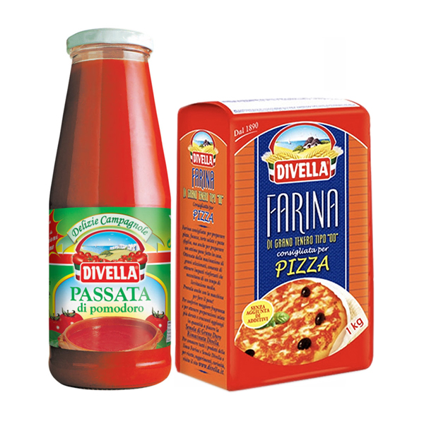 Combo Bột Trộn Sẵn Chuyên Làm Pizza Farina 1000gr và Sốt Cà Chua Xay Dạng Sệt Passata Di Pomodoro Divella 680gr