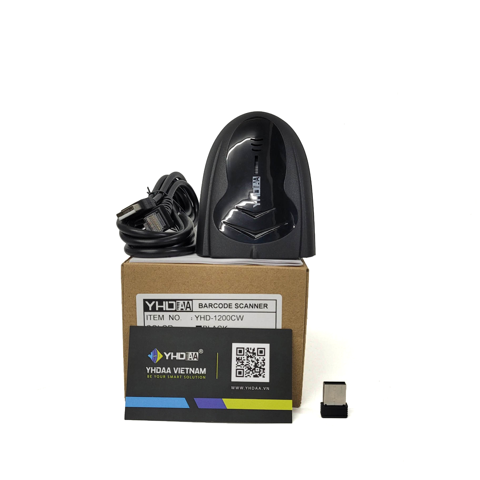 Máy quét mã vạch không dây YHD 1200CW 1D đọc mã vạch Barcode cực nhạy kết nối USB không dây dùng trên Máy tính, Laptop - Hàng Nhập Khẩu