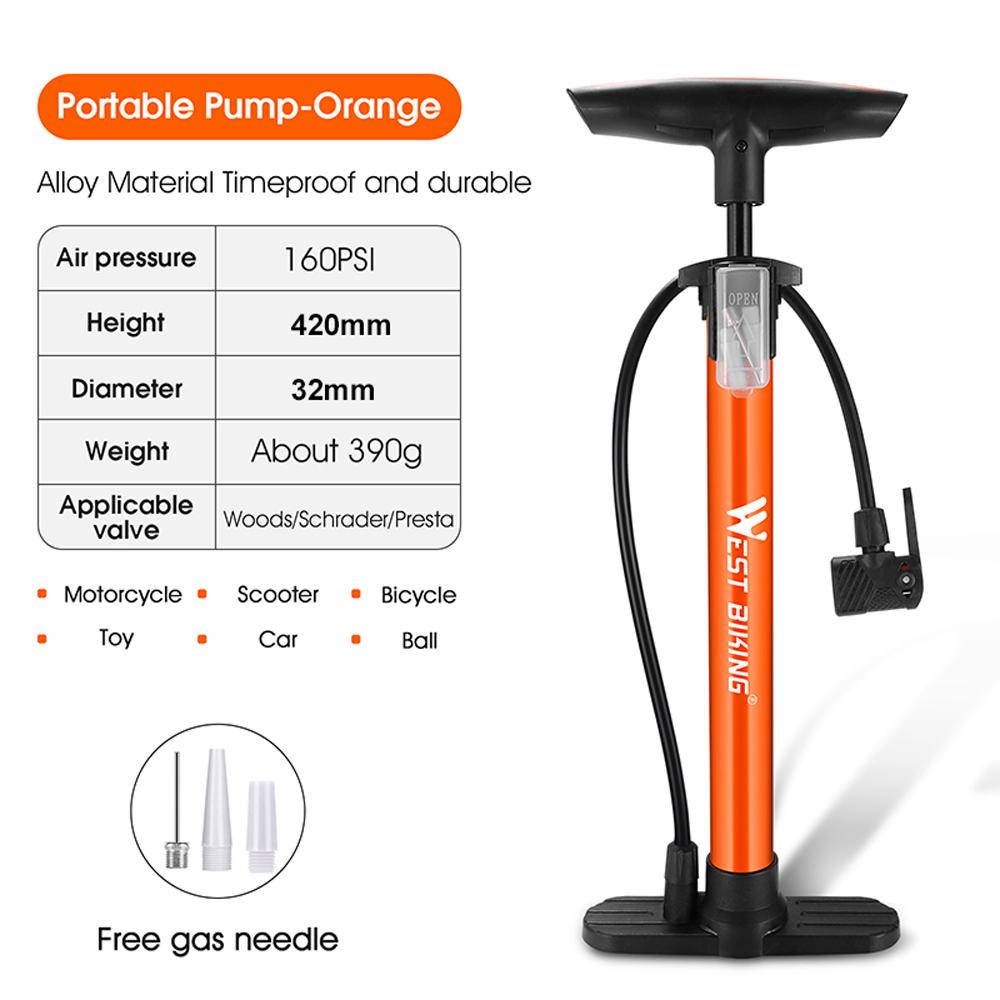Bơm lốp xe đạp WEST BIKING 160psi bằng thép không gỉ