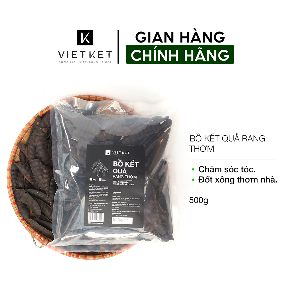 Bồ kết quả rang thơm VIETKET (VIỆT KẾT) 500gr - gội đầu, xông thơm ấm nhà