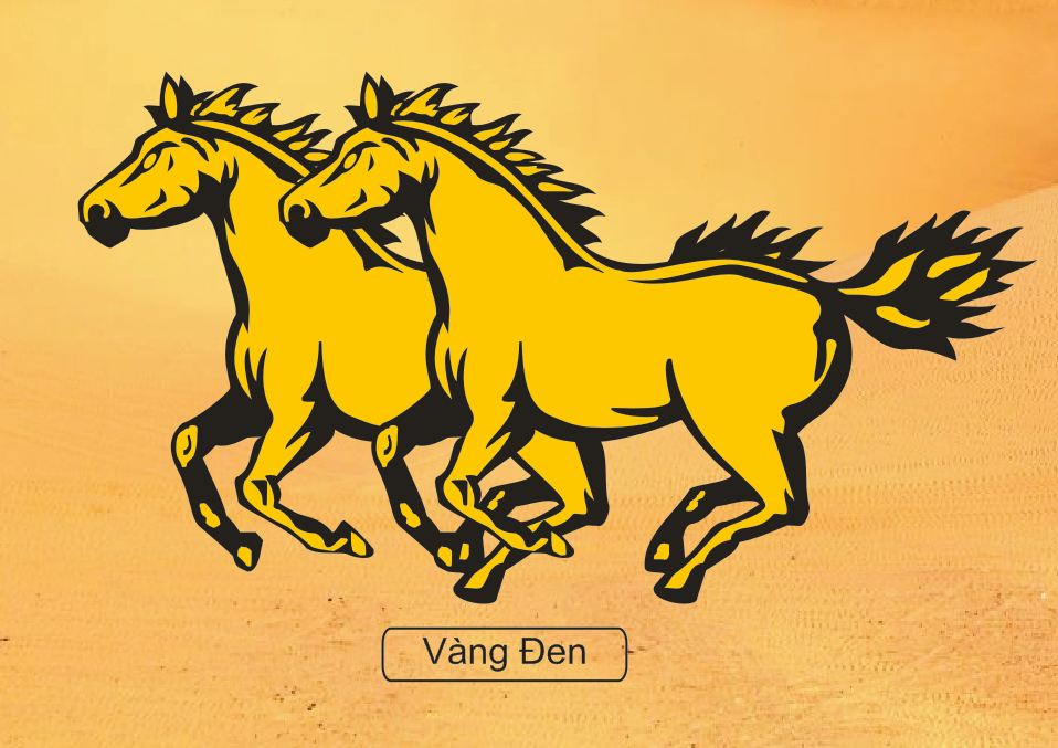 Decan trang trí Ngựa song mã 4 con , decal dán ô tô,xe máy, trang trí phòng khách