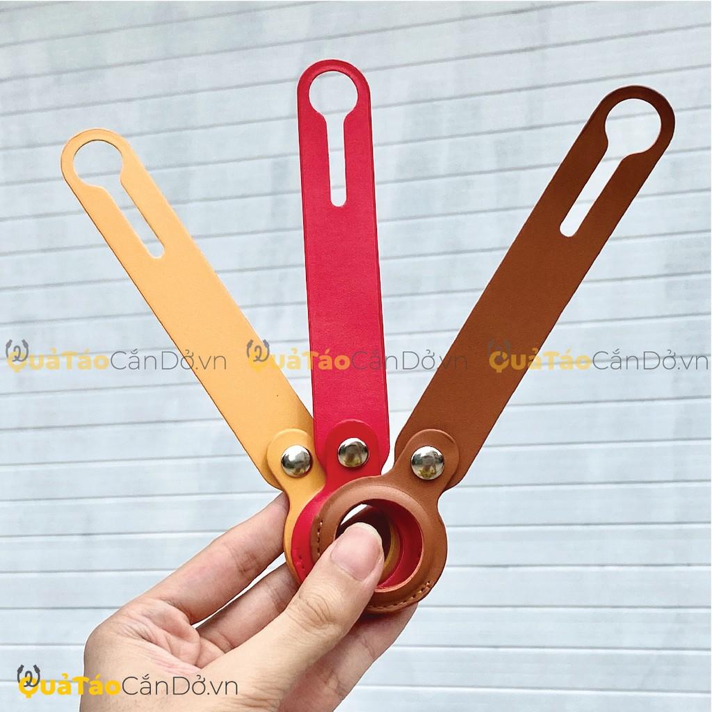 AirTag Leather Loop DA THẬT nút bấm - case, vỏ ốp lưng nhiều màu, móc khóa, móc hành lý ba lô air tag Leather